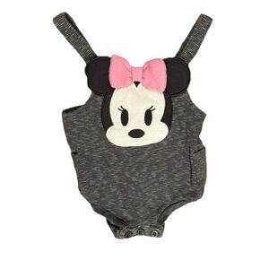 Disney Baby Minnie Mouse Shortall Gray Marled Pattern Size 6-9 Months